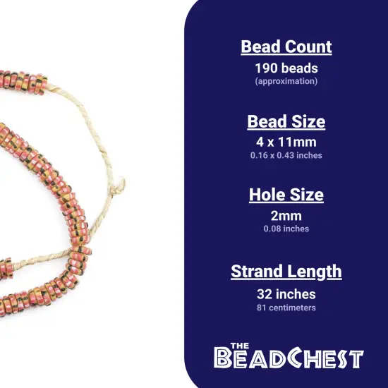 The Bead Chest Yellow Chevron-Style Aja Krobo Beads (11mm) {3}