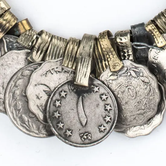 The Bead Chest Vintage Afghan Coin Bunch Afghanistan Silver Flat White Metal Large Hole {1}