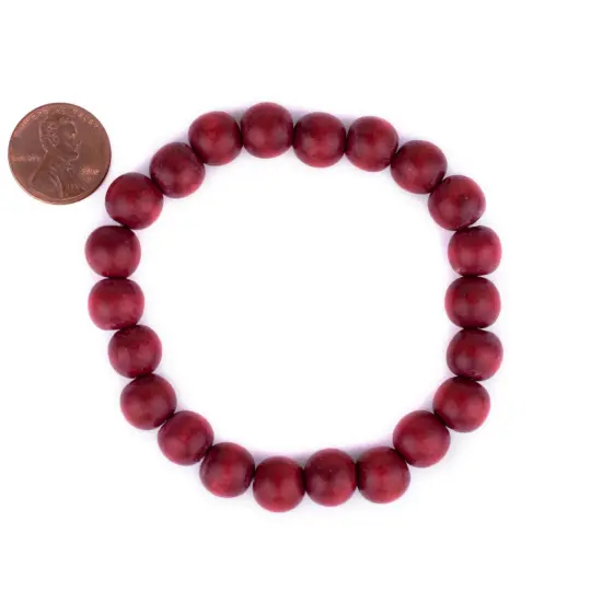 The Bead Chest Wood Stretch Bracelet, Cherry Red - Stackable Beaded Jewelry, Unisex for Men & Women {2}