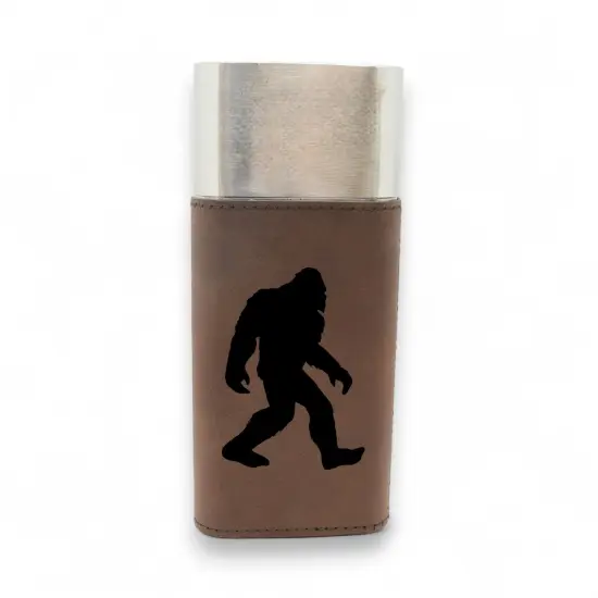 Cigar Case with Cutter - Bigfoot Sasquatch - Leather Black/Silver {4}