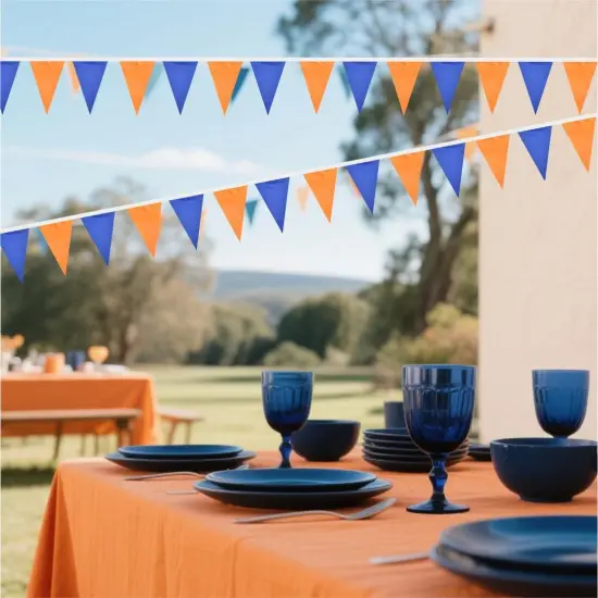 Orange and Blue Pennant Banner Flags {4}