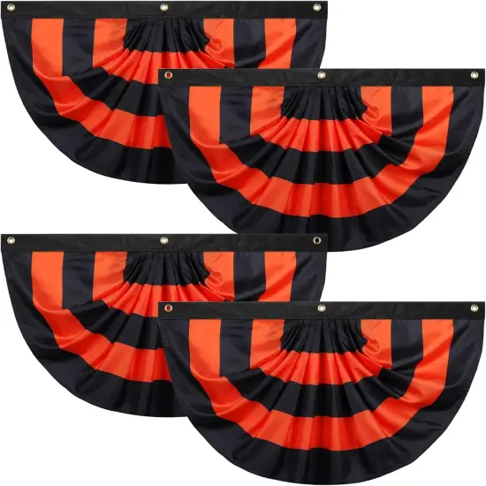 4 Pcs 3 x 1.5 ft Halloween Flag Bunting Half Fan {1}