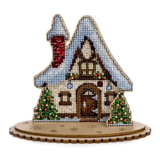 Christmas House Cross-stitch kit on wood FLW-047 {2}