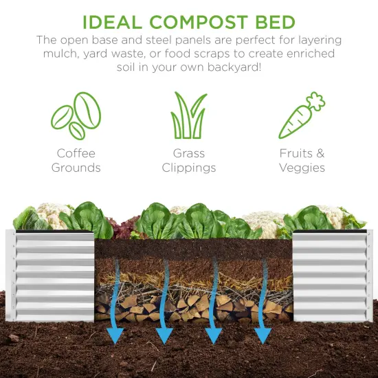 Best Choice Products 8x4x2ft Outdoor Metal Raised Garden Bed, Planter Box for Vegetables, Flowers, Herbs White {4}
