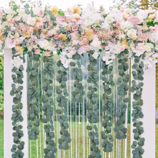 Fake Vines, Eucalyptu Vines Garland, 78 Inch 2 Pcs, Ivy Vines, Green Artificial Wall Decor Hanging Vines, Wedding Decoration Vines，Wedding Arch Decoration Filling Vines，Flower Bouquet Decoration Vines {2}