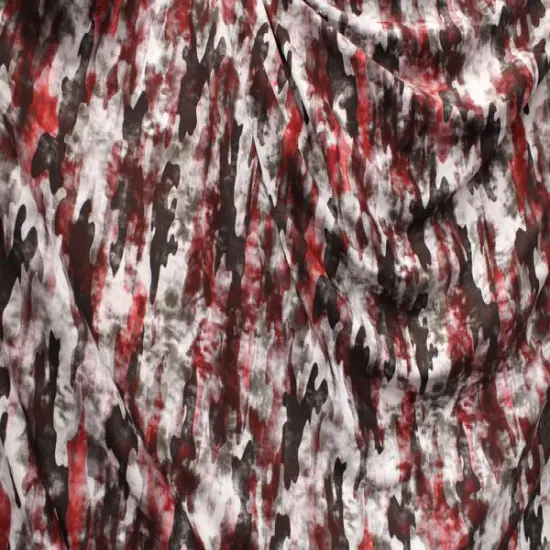 1 Yard Red Gray Camo Print Stretch Knit Fabric for Fitness Gear Performance Costumes Swim Projects 58/60 Inch Width {1}