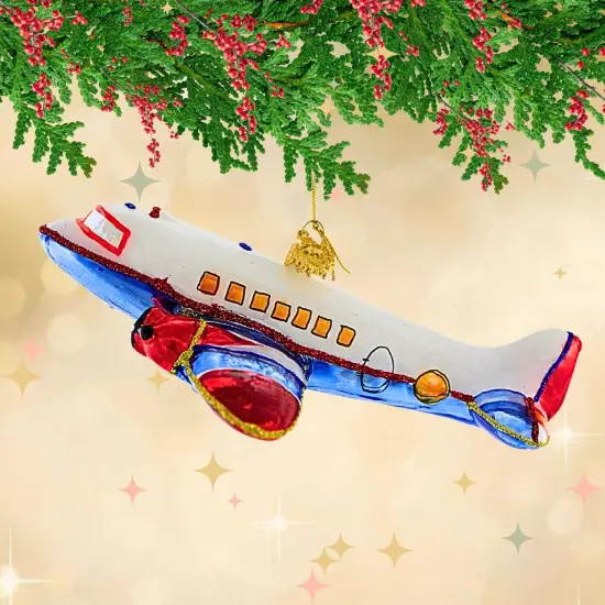 Huras Family 2.0 Inch North Pole Airlines Christmas Tree Ornament , Christmas Decor Hand-Painted Keepsake White {4}