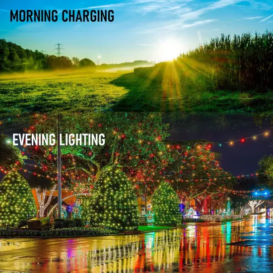 Dazzle Bright 2 Pack Total 400LED 132FT Warm White Christmas Solar String Outdoor Lights, Solar Powered with 8 Modes Waterproof Fairy Lights for Bedroom Patio Garden Tree Party Yard Decoration {6}