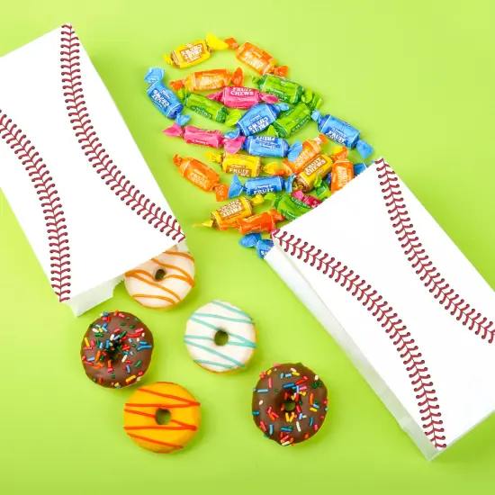 Big Dot of Happiness Baseball Popcorn Bags, Kids Sports Birthday Party Favor Snack Treats, Free-Standing Individual White Paper Bags - 25 Count {4}