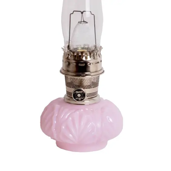 Aladdin Crown Tuscan Genie II Oil Lamp for Shelf or Table, Indoor Emergency Lighting, Limited Edition in Pink Glass with Nickel Burner {3}