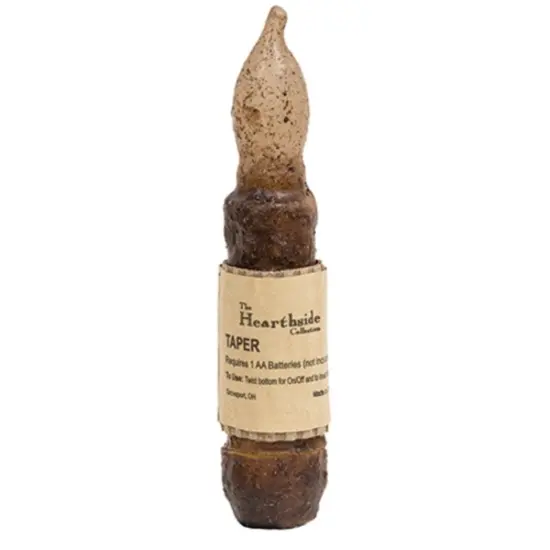 Burnt Mustard Battery Operated Taper Candle with Cinnamon Scent and Wax Dipped Textured Look {2}