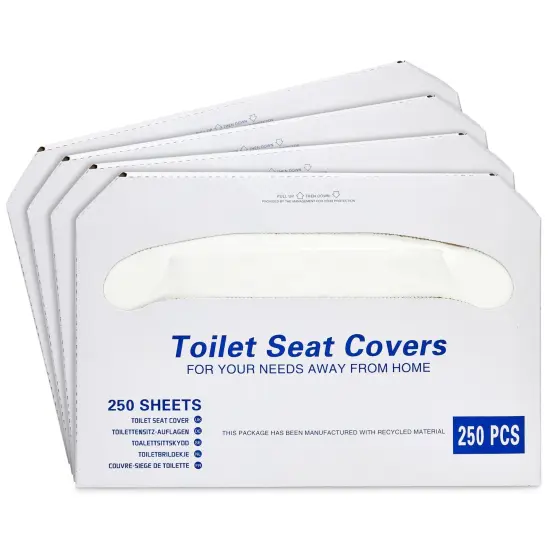 4 Pack of 250 Pieces Disposable Toilet Seat Covers, Flushable Paper Cover for Bathroom, Travel Accessories, Kids, Adults, 14 x 16 In (1000 Pack) {5}