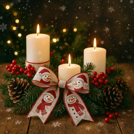 Designer&rsquo;s Shop WR 63-5174 Christmas Holiday Snowman wired edge ribbon 2.5&rdquo; x 10 yard {6}