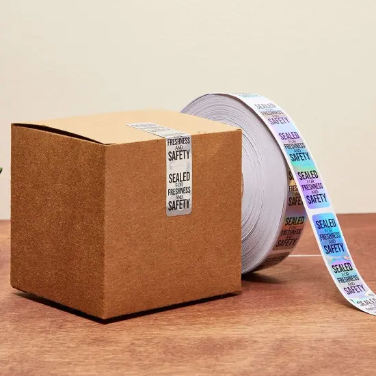 Tamper Evident Sticker Roll, Silver Safety Label Seals (3.5 x 0.75 in, 500 Pack) {3}