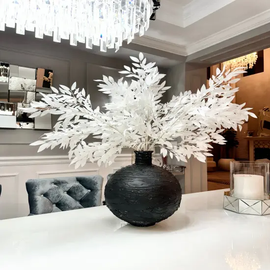 Azore Artificial White Silk Stem Faux Leaf Branches 42" set of 4 {1}