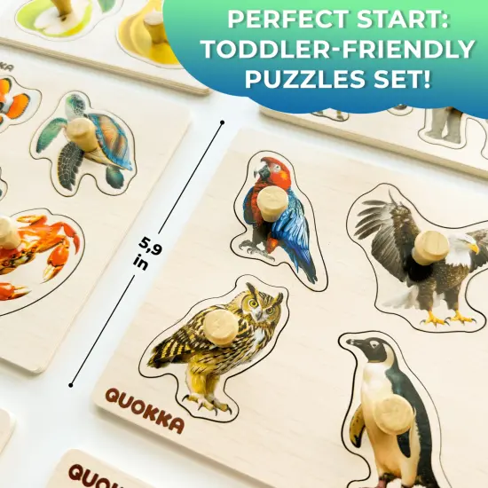 6 Set Realistic Wooden Puzzles for Toddlers | Animals, Fruits & Insects {5}