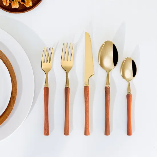 Rosewood Flatware Set Silver {4}