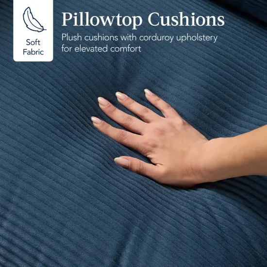 Best Choice Products 82in Modular Sectional Pillowtop Sofa w/ Ottoman & Storage Stone Blue {5}