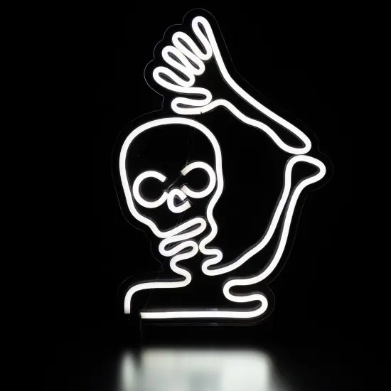 Northlight LED Skeleton Neon Lighted Halloween Wall or Window Decoration - 15" White {5}