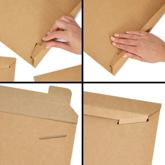 25-Pack Brown Rigid Mailers That Stay Flat 13x18, Bulk Kraft Paper Sturdy Cardboard Envelopes, 450 GSM for Shipping Photos, Packing Documents, Gift Cards, CDs, Art Prints {4}