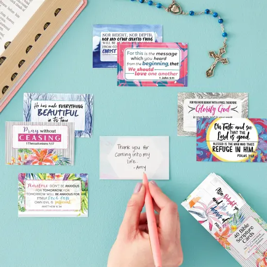 40 Pack Bible Verse Cards for Prayer, Sunday School, Inspirational Christian Gifts for Women (3 x 2 In) Multicolor {2}