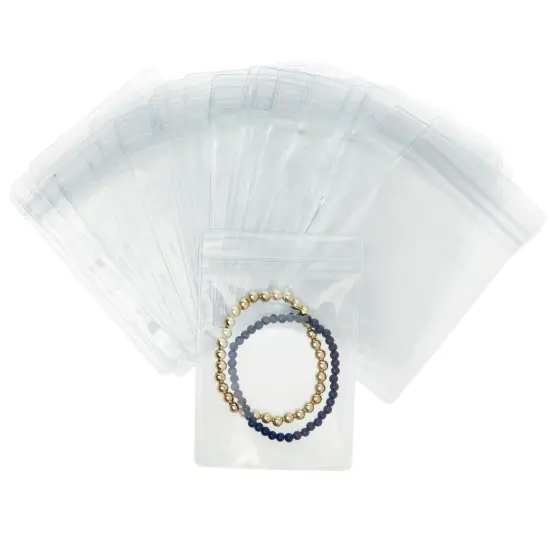 100 Pack Clear Plastic Bags for Jewelry, Earrings, Necklaces, Mini Resealable Bags for Small Business (3.15 x 4.75 In) {1}