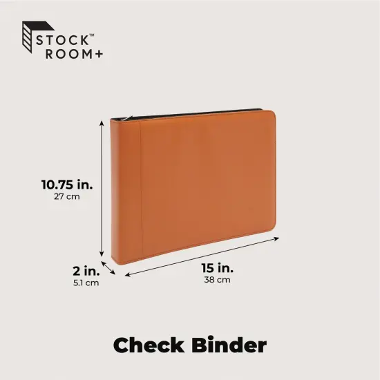 7-Ring Business Check Binder with Zipper for Checkbooks Organization, Brown Zippered Portfolio Organizer, Professional PU Leather Folder Holder for Documents, Cards (15 x 11 x 0.01 inches) {5}