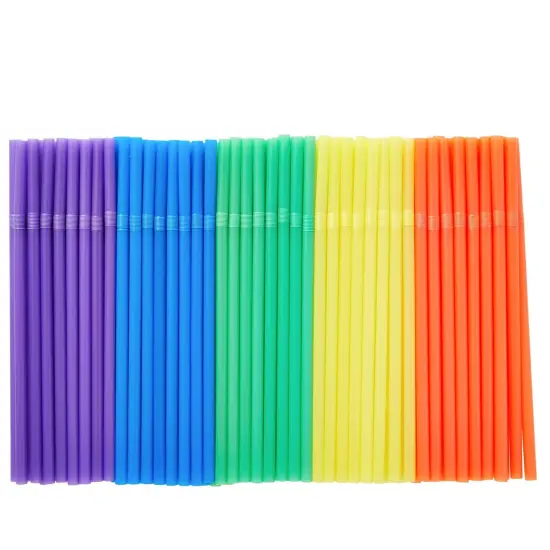 300 Pack Flexible Plastic Drinking Straws, Disposable Bendable Straws Bulk Set for Smoothies, 5 Colors (8.25 In) Multicolor {6}