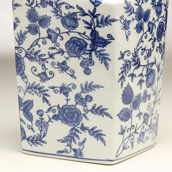 AA Importing 59950 12 Inch Square Blue & White Jar {3}
