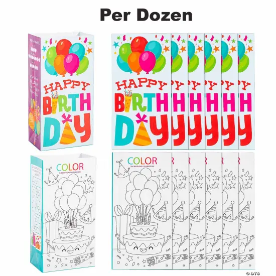 Birthday Party Activity Paper Treat Bags 5 1/4" x 10" - 12 Pc. {1}