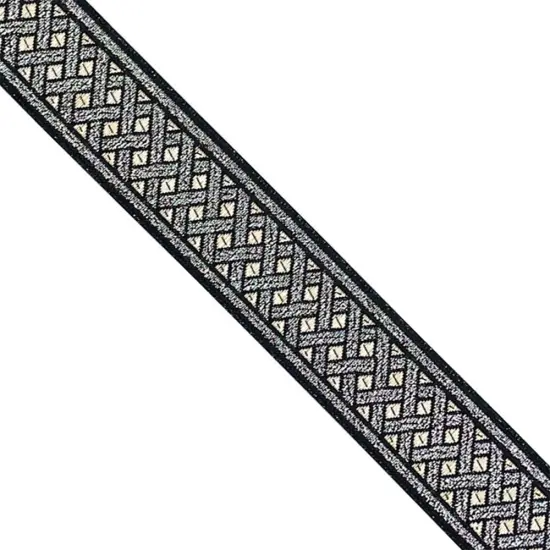 Designer's Shop JL 133 Jacquard metallic Silver Celtic ribbon trim, 1-3/8&rdquo; (35mm) x 9 yards {1}