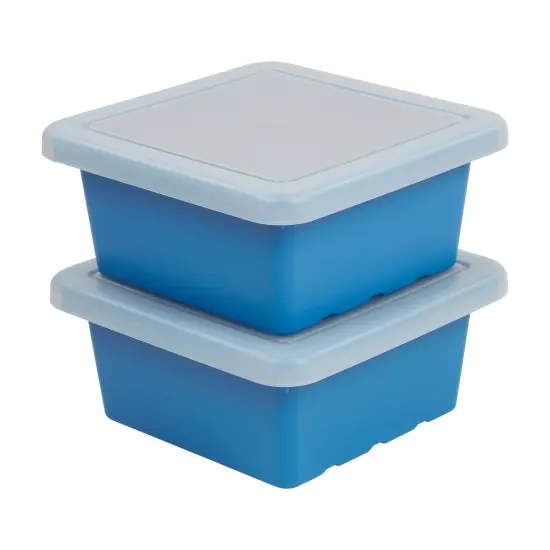 Square Bin with Lid, Storage Containers, 2-Pack French Blue {1}
