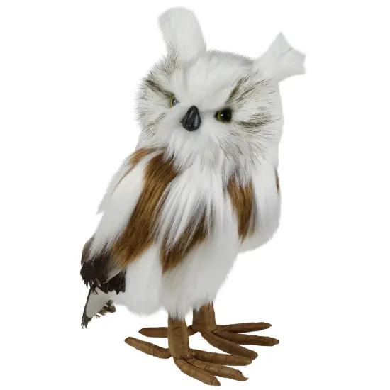 Northlight Standing Plush Winter Owl Christmas Figurine - 11.5" White {5}