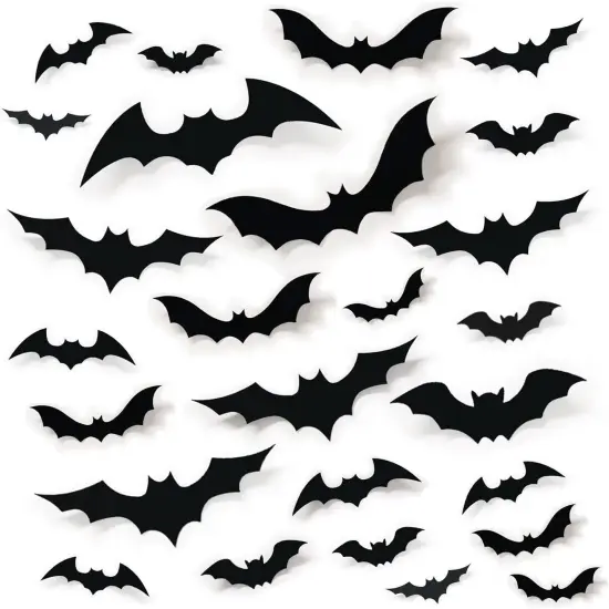 68pcs 3D Bat Wall Decor &ndash; Halloween PVC Stickers for Indoor/Outdoor Home & Party Decorations {1}