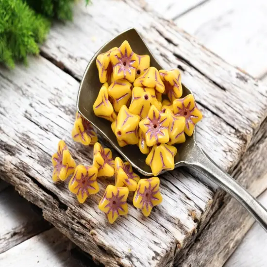 *25* 6x9mm Pink Washed Opaque Sunflower Bell Flower Beads {4}