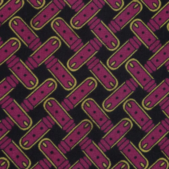 1 Yard Retro Geometric Silk Chiffon Fabric 51" Wide Pink & Yellow for Lightweight Garments {2}