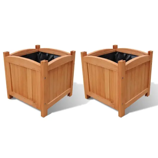 Wooden Raised Bed 11.8" x 11.8" x 11.8" Set of 2 {1}
