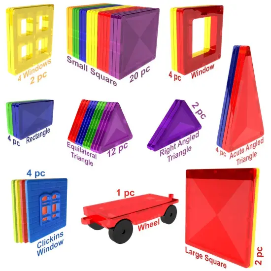 Magnetic Tiles Blocks Building Set for Kids &ndash; Learning Educational Toys for Boys Girls for Age 3-8 Year-Old &ndash; Birthday Present Gift (57PC) {1}