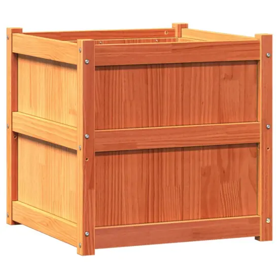 vidaXL Garden Planter Wax Brown 23.6"x23.6"x23.6" Solid Wood Pine {2}