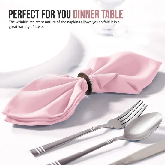 Pink Cloth Napkins (12 Pack, 20x20 Inches), Ideal Dinner Napkins for Party, Wedding and Lunch/Dinner {3}