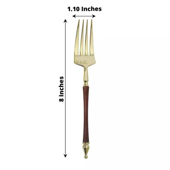 24 Gold Brown 8 in Disposable Plastic FORKS Roman Column Handle Party Events {4}