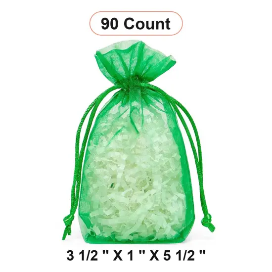 Flat Bottom Organza Bags 3 1/2 '' X 1 '' X 5 1/2 '' for Small Gift Bags Emerald {1}