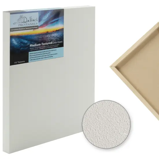 Da Vinci Pro Medium Textured Gesso Panel - 7/8" Deep - Set of 4 Medium Rectangle Wood Panels for Painting - Accepts Mediums like Canvas - For Oils, Acrylics, Mixed Media, Pastels & Drawing Sticks {3}