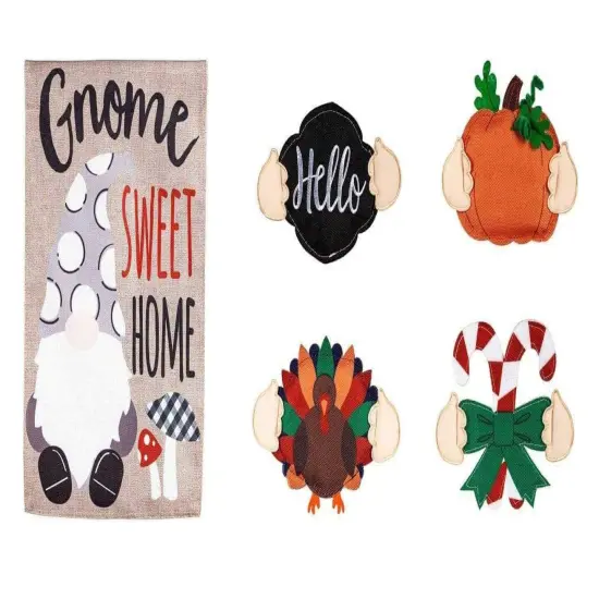 Gnome Interchangeable Garden Flag 2 Sided Burlap {2}