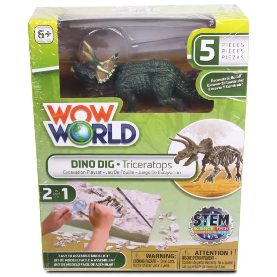 WowWorld: Dino Dig - Triceratops - All-In-One Dinosaur Skeleton Excavation Kit, Tools & Construction Figurine, Educational Science Toy, Kids Ages 6+ {1}