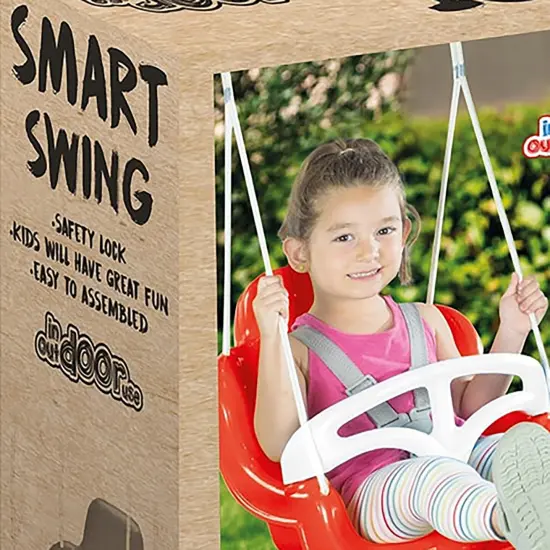 Dolu: Smart Swing - Red & White - Harness & Control Arm, Multiple Configurations, Indoor & Outdoor, Safety Lock, 120lb Max Cap, Toddlers & Kids Age 1+ {6}