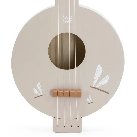 Label Label: Wooden Banjo - Tan - Musical Instrument Toy, 4 High-Quality Strings, Tuning Pegs, Classic Banjo Sound, Dragonfly Design, Kids Ages 3+ {6}