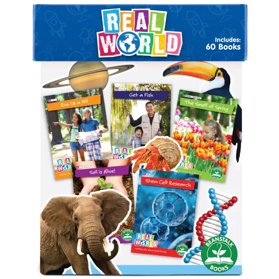 Junior Learning: Real World - Phases 2-6 Box Set - Non-Fiction Hi-Lo Decodables, 60 Books, Week-By-Week Rainbow Phonics, Kids Reading Development {1}