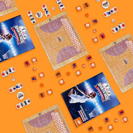 FoxMind Games: Sports Dice Basketball - Throw The Ball On Net & Dunk To Win, Rolling Board Game, Fun & Easy To Learn, Family-Kids Ages 8+ 2-4 Players {6}