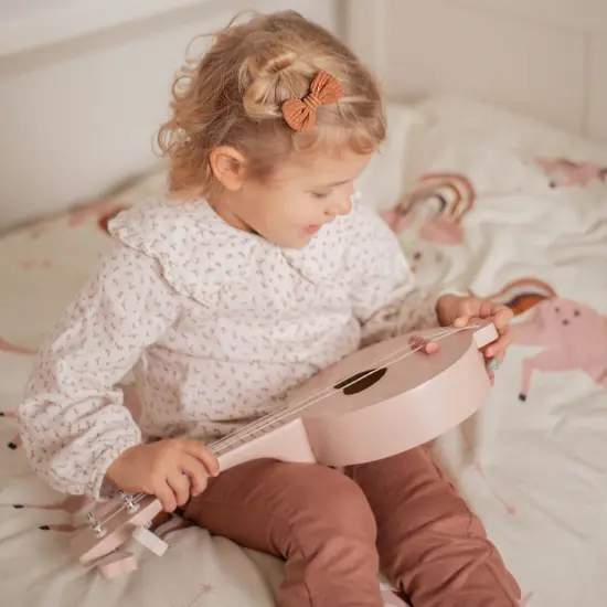 Label Label: Wooden Banjo - Pink - Musical Instrument Toy, 4 High-Quality Strings, Tuning Pegs, Classic Sound, Heart & Nature Design, Kids Ages 3+ {6}